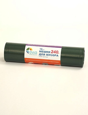 Мешки для мусора EWA 240л особопрочные зеленые