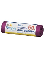 EWA мешки для мусора 60л вишневые Premium с завязками - 16